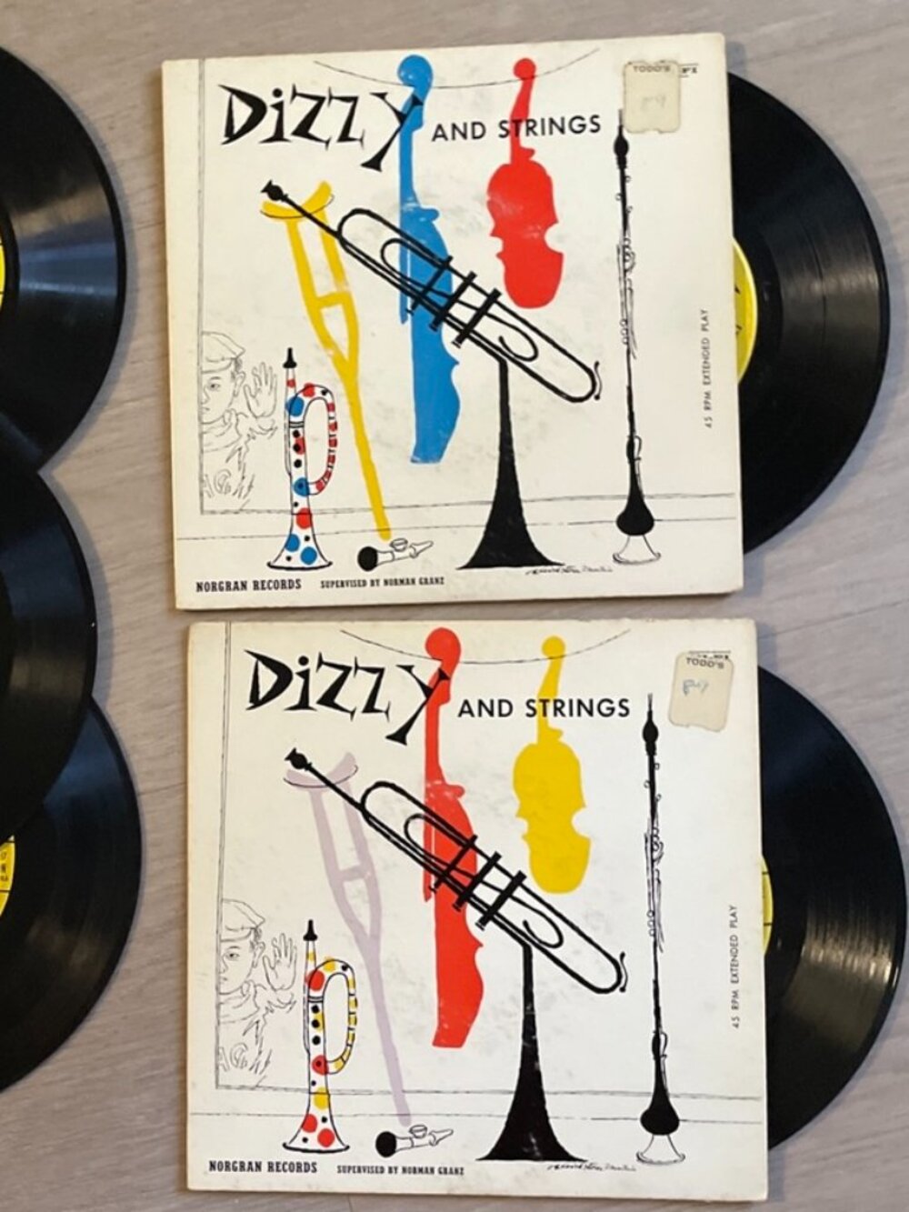 Norgran Records Jazz 45 RPM Bundle Dizzy and Strings Album 1 & 3 EP N-114 & more